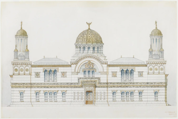 Projet pour l'Exposition universelle de 1900, pavillon roumain, élévation - Jean-Camille Formigé