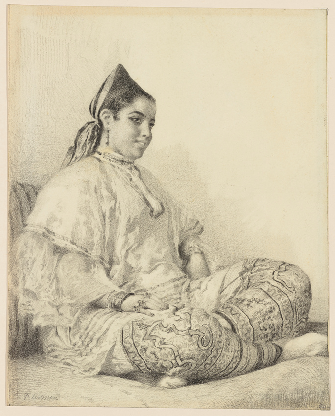 Fernand Cormon - Femme algérienne, assise de trois quarts, les jambes croisées