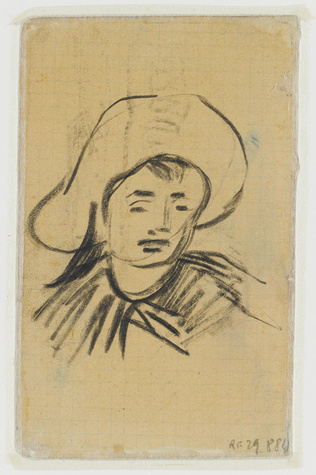 Vincent Van Gogh - Tête de jeune homme coiffé d'un grand chapeau