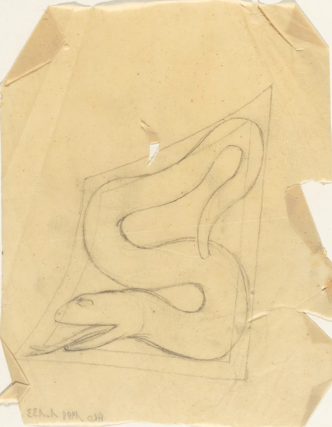 Antoine Zoegger - Esquisse d'un motif décoratif en forme de serpent