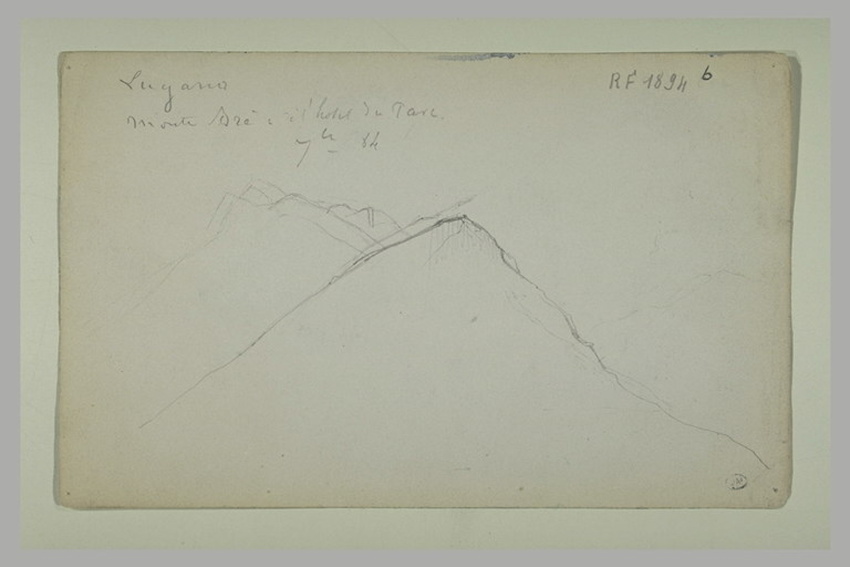 Elie Delaunay - Montagnes à Lugano : copie du Mont vu de l'hôtel du parc
