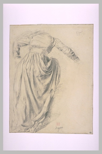 Edgar Degas - Etude de draperie pour une femme de dos, montant dans un char