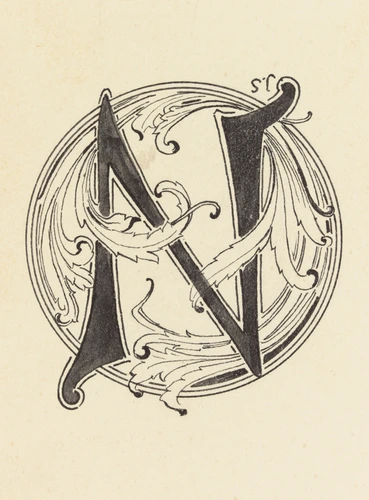 Anonyme - Planche de neuf lettres ornées, lettre N ornée de motifs végétaux
