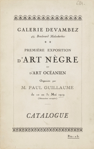 Guillaume Apollinaire - Catalogue d'exposition : Première exposition d'Art Nègre...