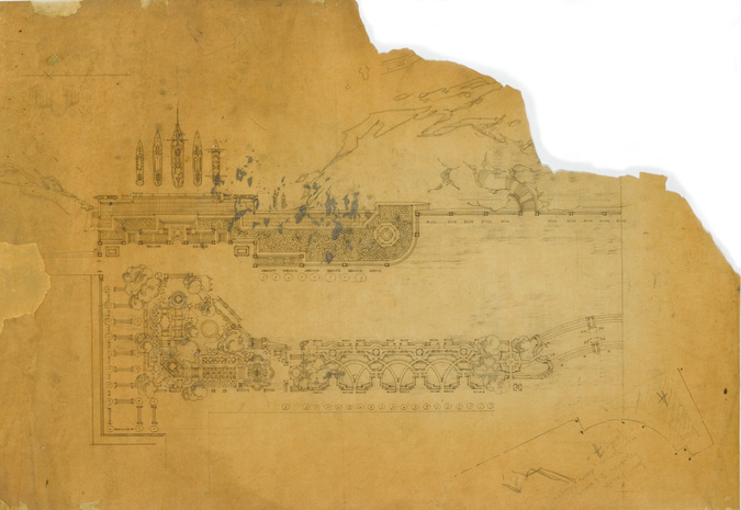 Maurice Boille - Un sanatorium sur les bords de la Mediterranée, plan partiel, j...