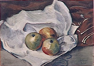 Paul Gachet - Trois pommes sur un torchon blanc