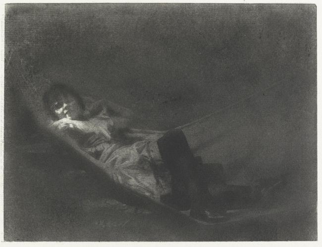 Charles Augustin Lhermitte - Femme jambes croisées, couchée dans un hamac