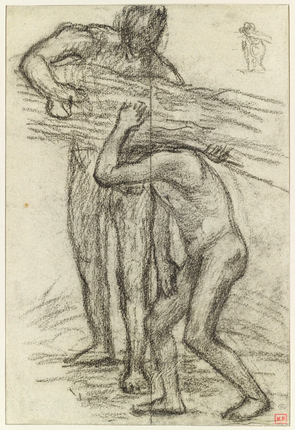 Pierre Puvis de Chavannes - Deux hommes nus, l'un chargeant un fagot sur l'épaul...