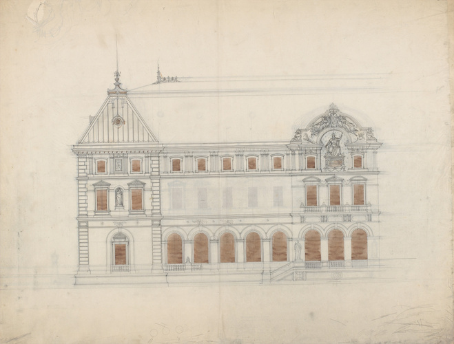 Louis Boitte - Elévation de la façade d'un hôtel de ville