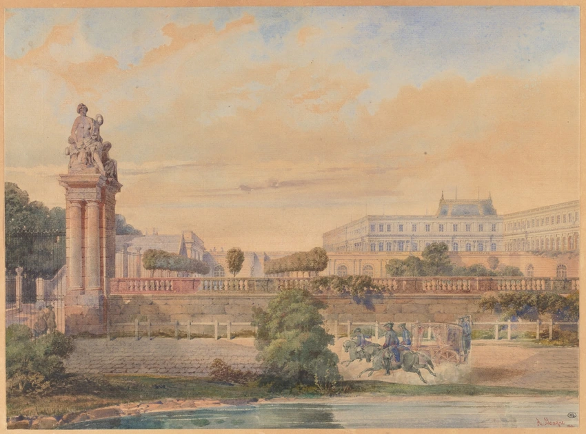 Auguste-Joseph Magne - Le Château de Versailles, vue prise de la pièce d'eau des...