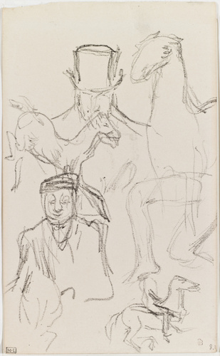 Pierre Bonnard - Page d'étude avec personnages, chevaux et cavaliers et jambes