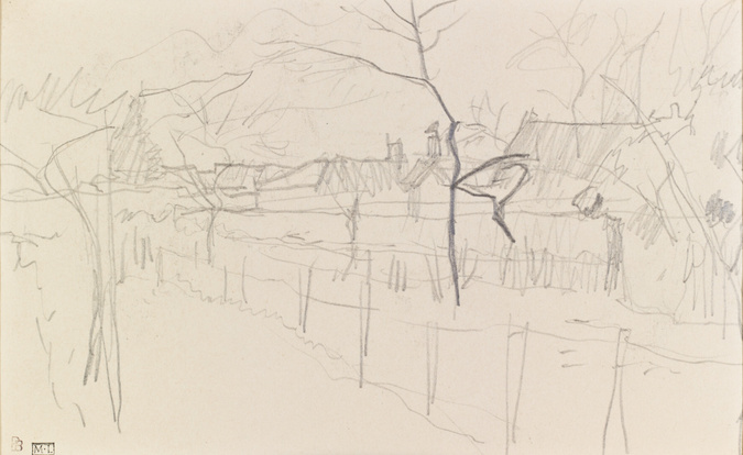 Pierre Bonnard - Paysage en hiver : prairie et maisons