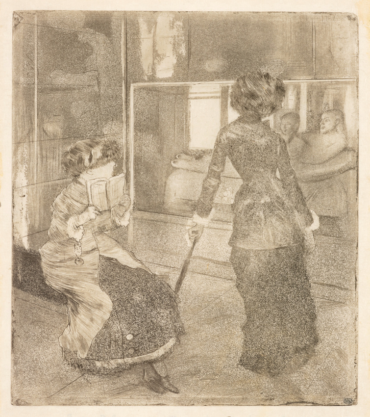 Edgar Degas - Mary Cassatt (1844-1926) au Louvre, devant le sarcophage étrusque ...