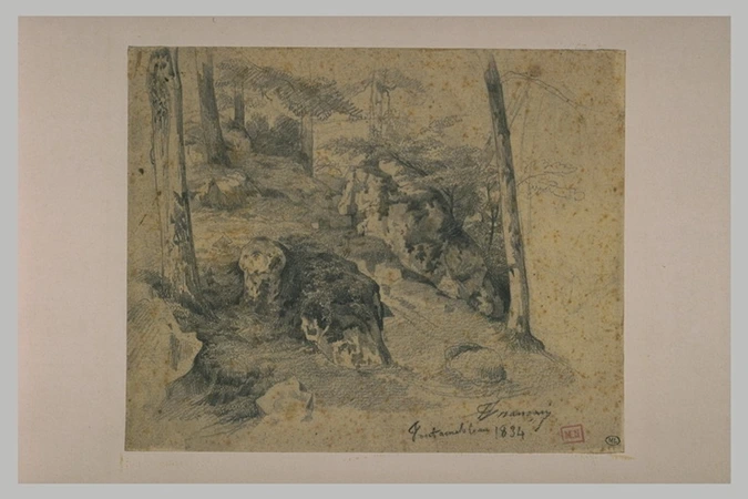 Louis Français - Rochers et arbres dans la forêt de Fontainebleau