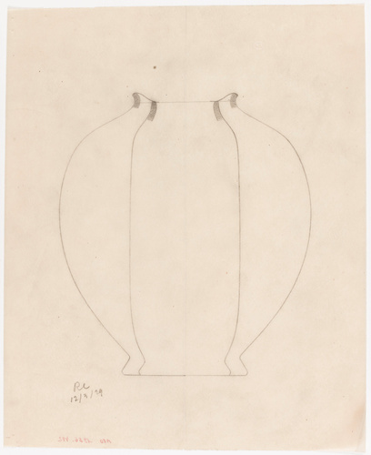 Emile Gallé - Double projet de vase, un vase cylindrique inscrit dans un vase qu...