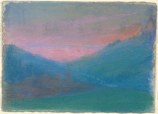 Paysage de montagne au soleil couchant - François Garas