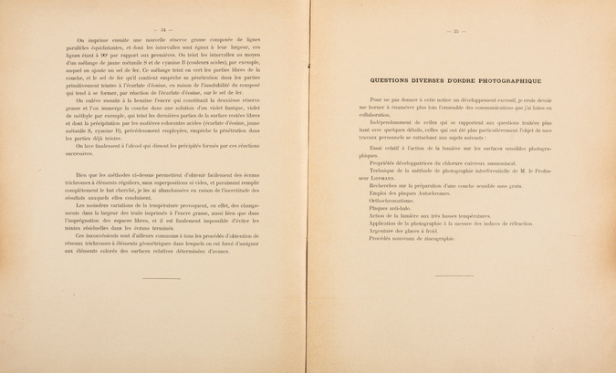 Louis Lumière - Notice sur les titres et travaux de Monsieur Louis Lumière