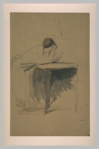 Jean-Louis Forain - Femme debout, lisant une lettre, penchée sur une table