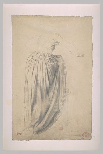 Edgar Degas - Etude de draperie pour une femme montant dans un char