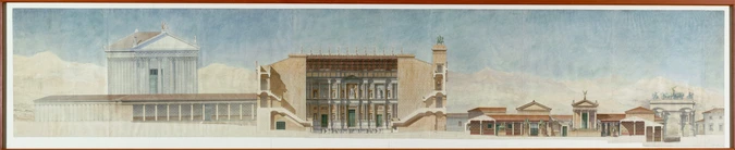 Restitution du forum de la ville antique de Timgad, façade sur la grande voie - Albert Ballu