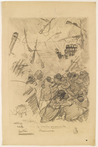 Théophile Alexandre Steinlen - L'explosion : groupe de gens affolés, serrés les ...