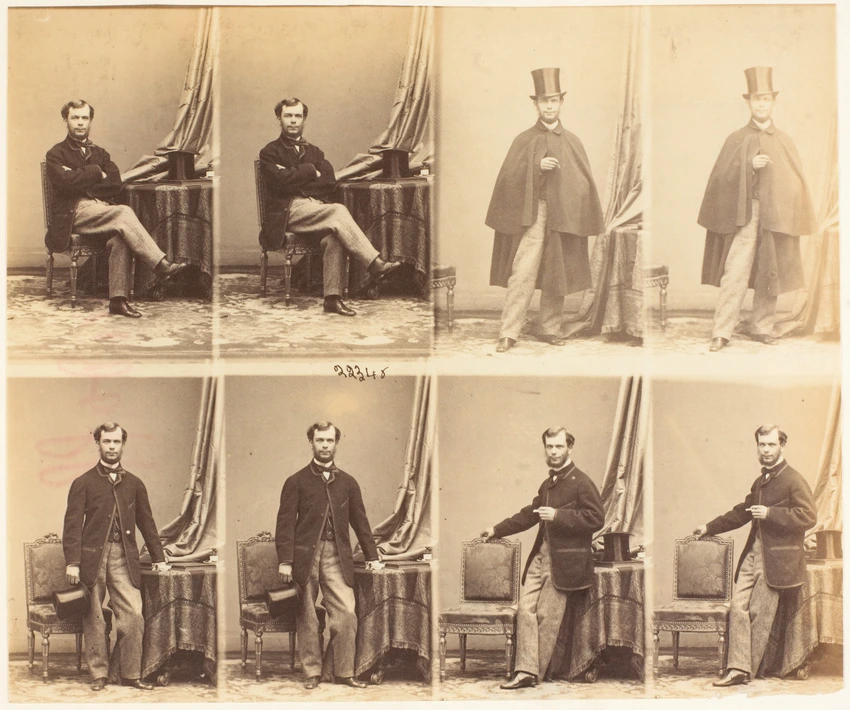 André Adolphe Eugène Disdéri - M. Dervidoff en huit poses, deux assis, six en pi...
