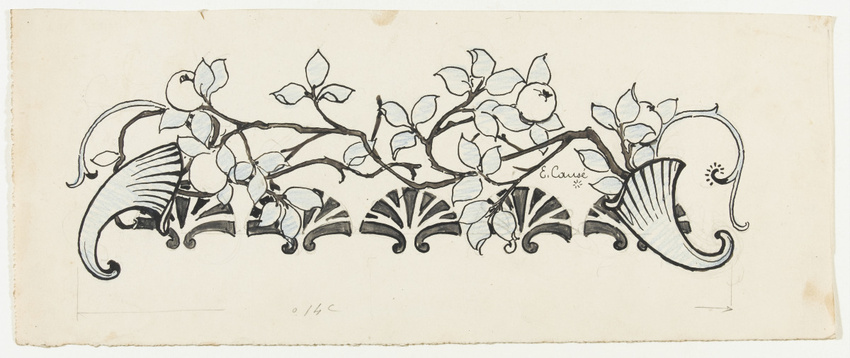 Emile Causé - Frise décorative, branches de fruits et palmettes