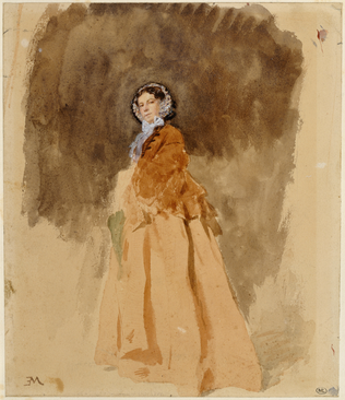 Ernest Meissonier - Portrait de Mme Sabatier, tenant une petite ombrelle verte