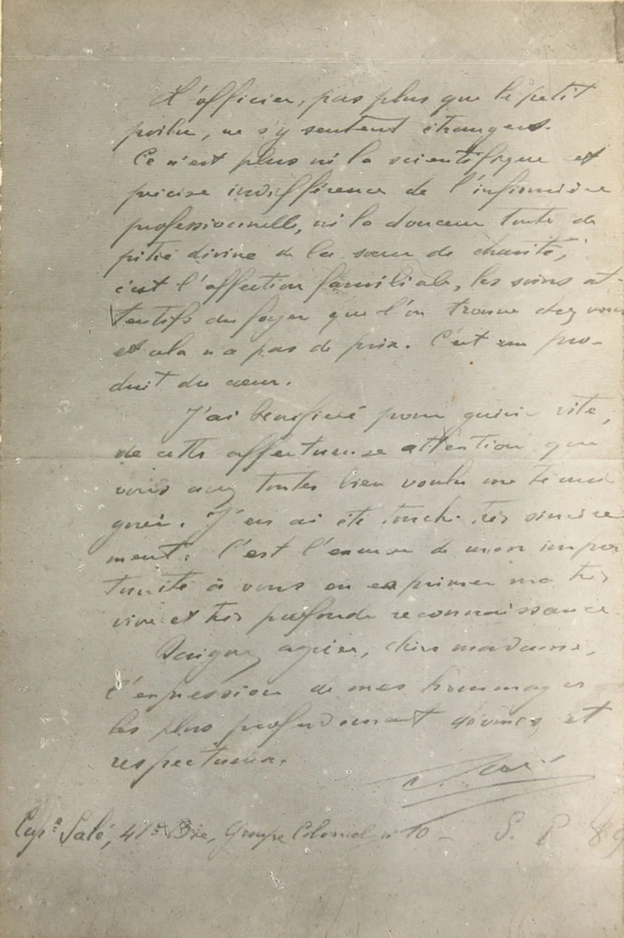 Lettre de remerciements adressée à Mme Salles, 2 mars 1917, 2e partie - Henri Manuel
