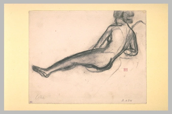Charles Cottet - Esquisse de femme nue couchée, vue de dos