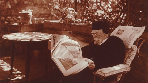 Charles Augustin Lhermitte, Un vieil homme lisant sur une terrasse ombragée