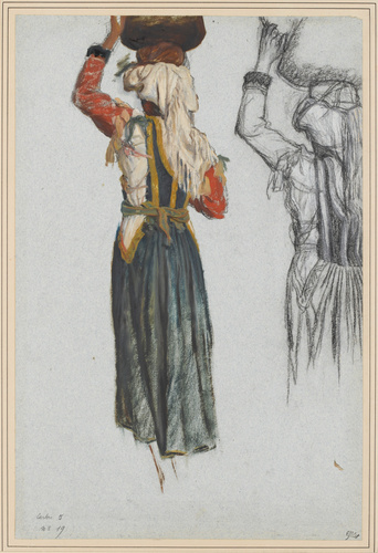 Ernest Hébert - Deux études d'une femme montant l'escalier