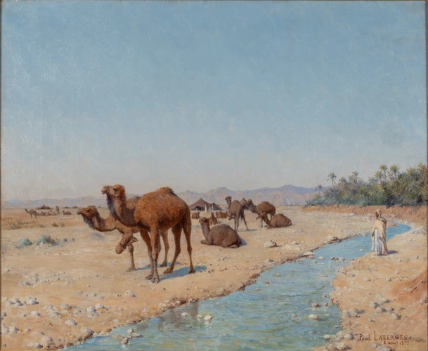 Jean-Baptiste Paul Lazerges - Dromadaires à l'Oued, 6 août 1895