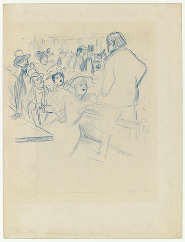 Théophile Alexandre Steinlen - Aristide Bruant au Mirliton, debout, de dos, deva...