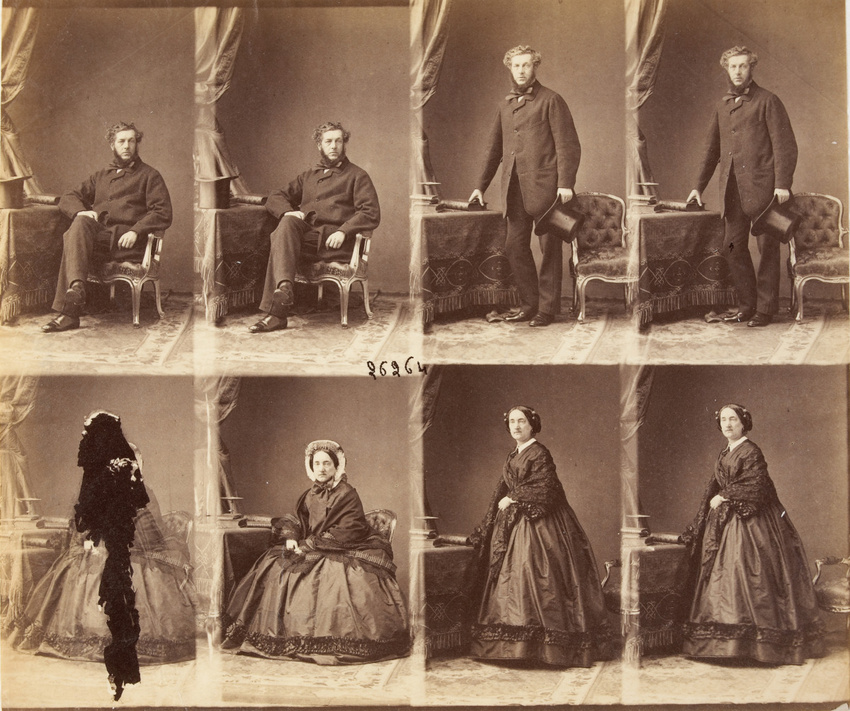 André Adolphe Eugène Disdéri - M. et Mme Mackenzie en huit poses, quatre de mada...