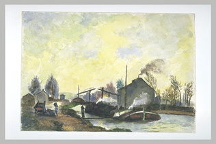 Paul Gachet - Rivière avec péniches