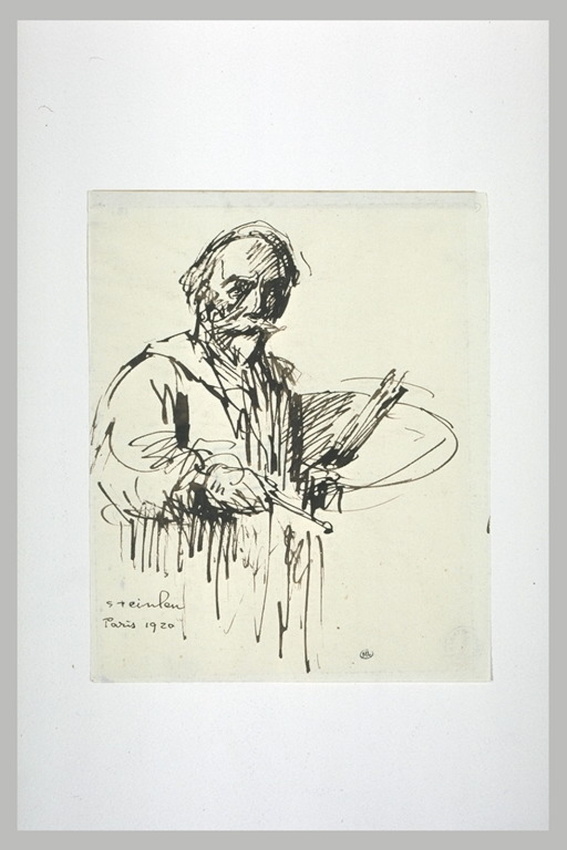 Théophile Alexandre Steinlen - Autoportrait en buste, palette en main