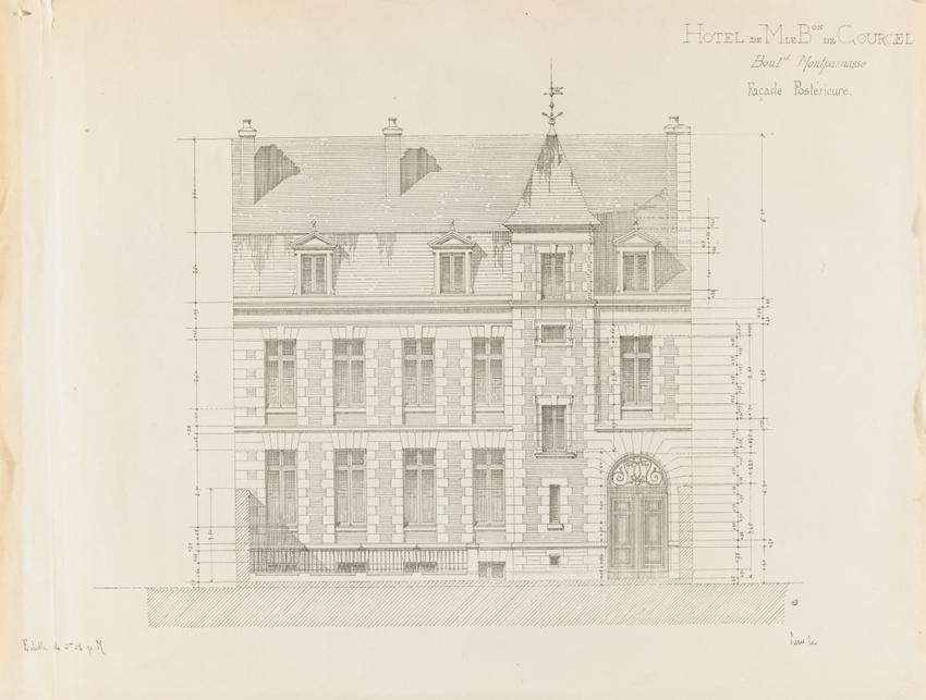 Juste Lisch - Hôtel particulier du baron de Courcel, façade postérieure