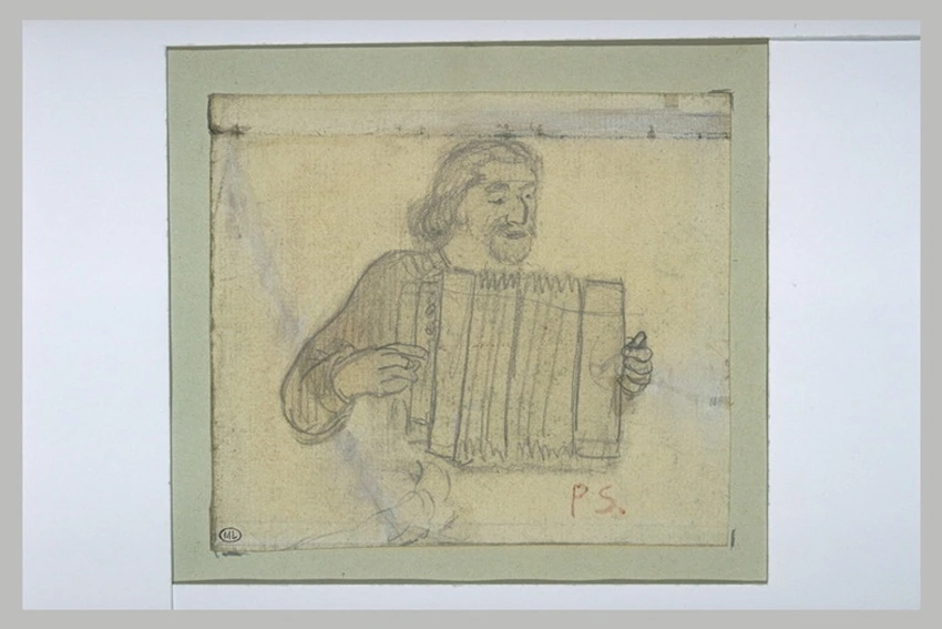 Paul Sérusier - Paul Gauguin en costume breton, jouant de l'accordéon