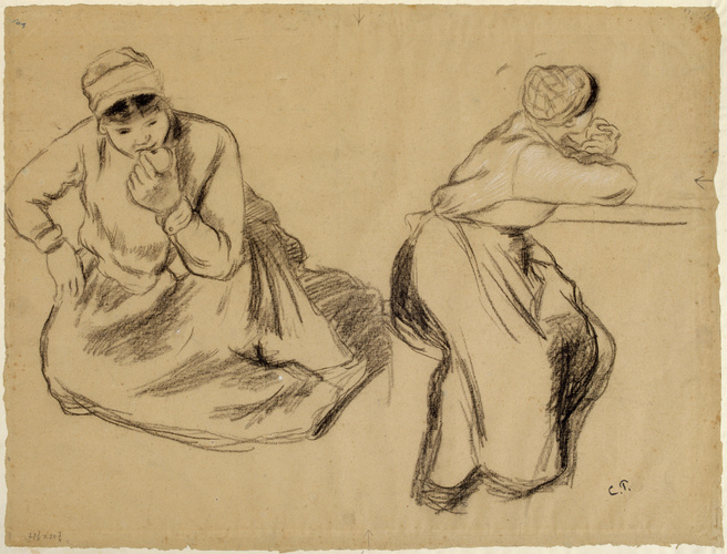 Camille Pissarro - Deux études de femmes mangeant des pommes