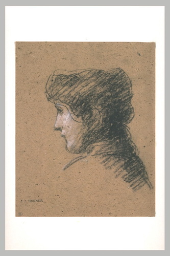 Jean-Jacques Henner - Tête de femme, de profil vers la gauche