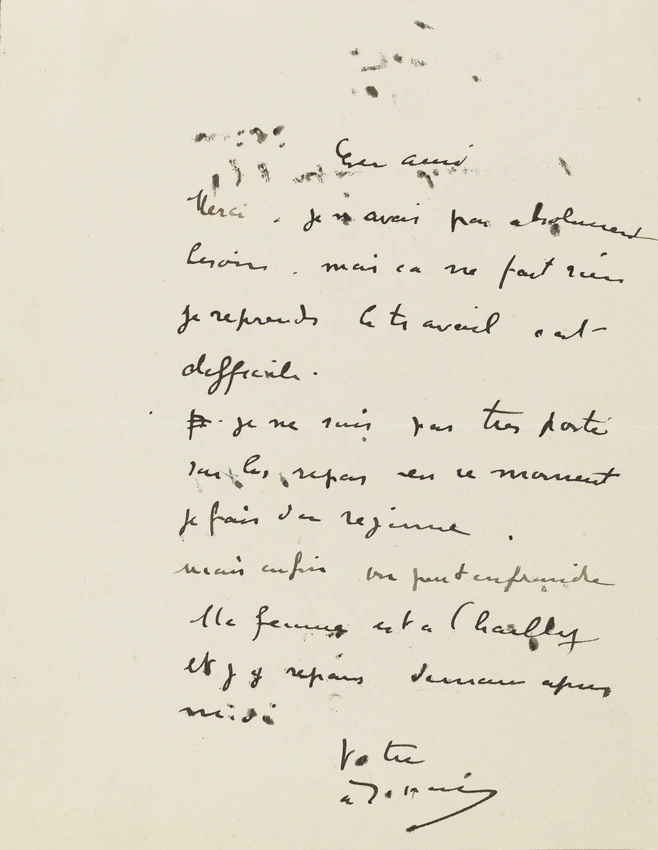 André Derain - Correspondance manuscrite : André Derain à Paul Guillaume