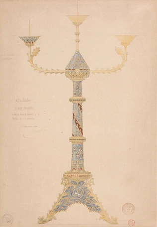Eugène Viollet-le-Duc - Projet de candélabre à sept branches