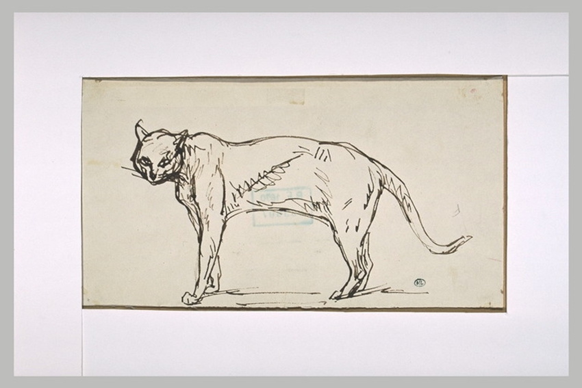 Théophile Alexandre Steinlen - Chat debout de profil à gauche