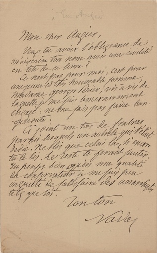 Nadar - Lettre de Félix Nadar, adressée à Augier