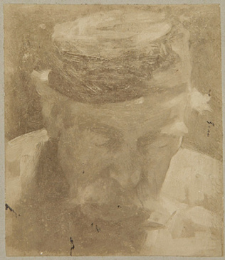 Anonyme - Photographie d'une peinture de Carlo Bugatti : portrait d'un homme à l...