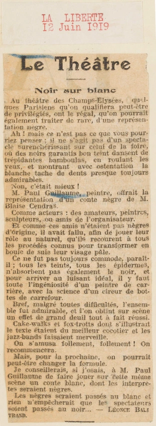Le théâtre noir sur blanc Léonce Bali Musée de l'Orangerie