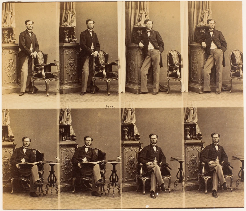 André Adolphe Eugène Disdéri - M. de Boulitchoff en huit poses, quatre assis et ...