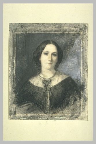 Gustave Ricard - Portrait de femme en buste de face, dit d'Ines de Castro