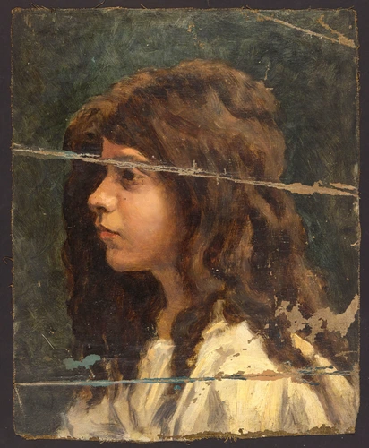 Alphonse Osbert - Portrait de petite fille de profil à gauche